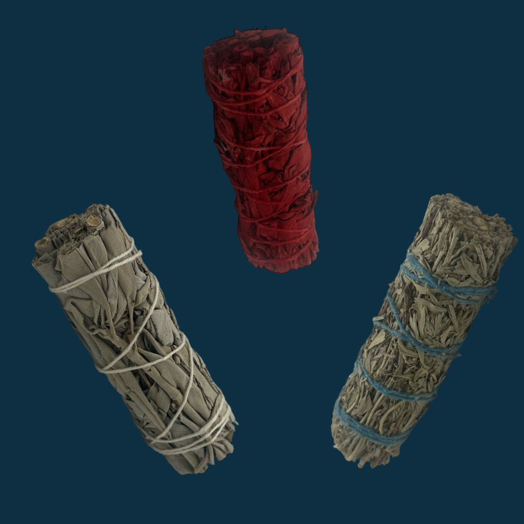 Triple Sage Smudge Bundle | Dragon’s Blood Sage, White Sage & Blue Sage for Cleansing & Spiritual Protection
