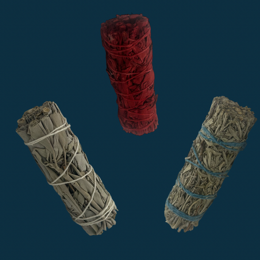 Triple Sage Smudge Bundle | Dragon’s Blood Sage, White Sage & Blue Sage for Cleansing & Spiritual Protection