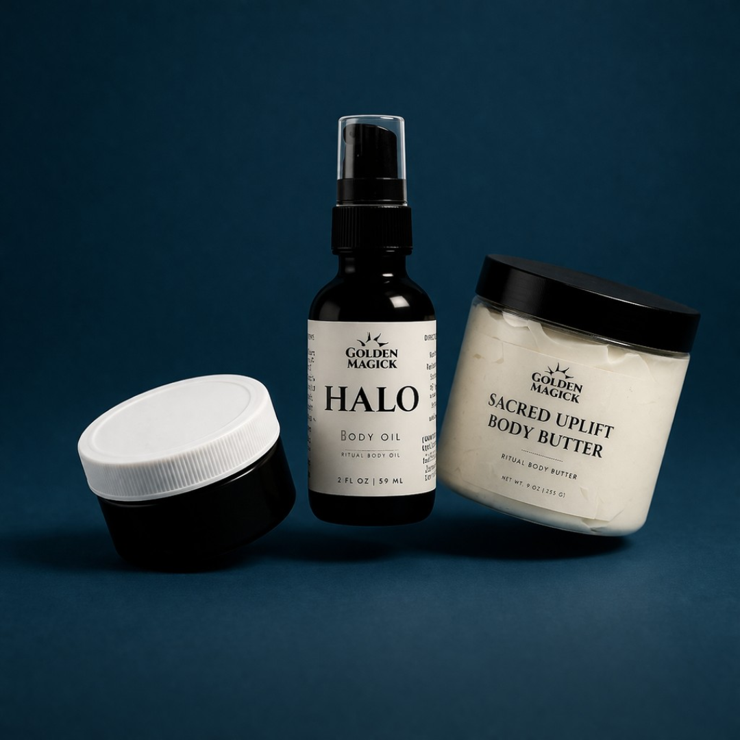 Uplift, Nourish & Glow Body Care Set — Uplifting Body Butter, Halo Body Oil & Chocolate Body Scrub